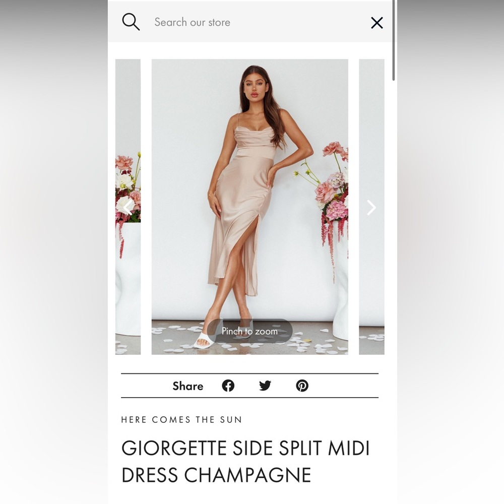Selfie Leslie Giorgette Side Split MIDI Dress Champagne - Picture 2 of 4
